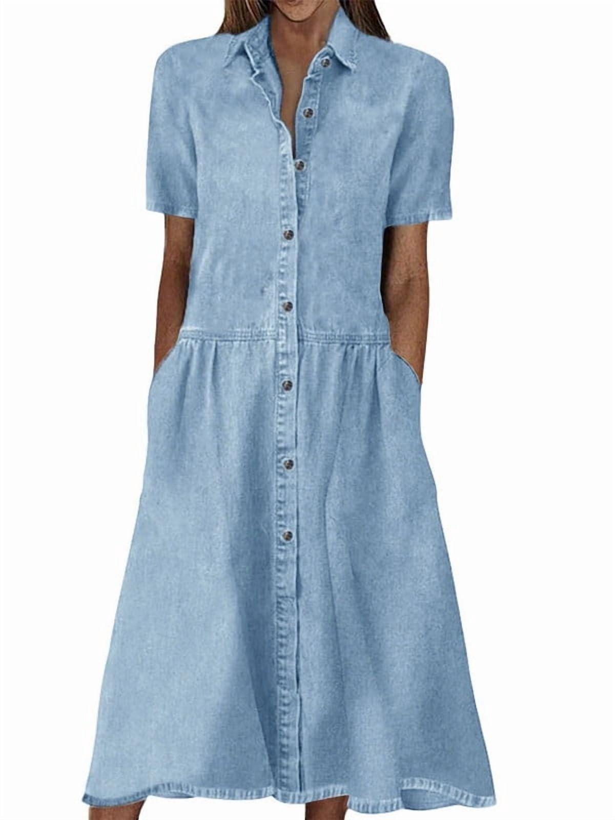 utcoco denim dress utcoco Denim Dress for Women Sleeveless Button Down Slim Fit Midi Jean Dresses for Women 2026