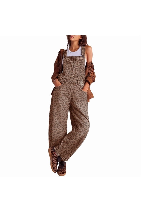 Womens Denim Overalls Loose Fit Barrel Leg Adjustable Strap Hip Hop Jean Jumpsuits