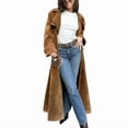 thumbnail image 1 of utcoco Womens Faux Suede Notched Lapel Long Trench Coat, 1 of 4