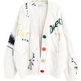 thumbnail image 1 of utcoco Womens Graffiti style Embroidery Cardigan Long Sleeve Sweaters, 1 of 4