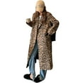 thumbnail image 1 of utcoco Womens Leopard Long Wool Trench Coat Winter Warm Overcoat, 1 of 4