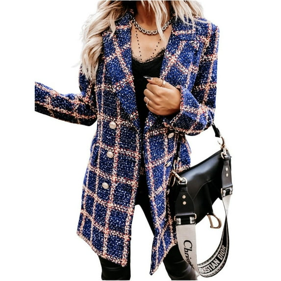 utcoco Womens Plaid Blazer Jackets 2046 Fashion Casual Business Blazers