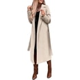 thumbnail image 1 of utcoco women's open front wool blend trench long coat with belt, 1 of 4
