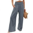 thumbnail image 1 of utcoco women's wide leg pants casual elastic waist loose linen trousers, 1 of 4