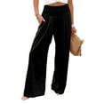 thumbnail image 1 of utcoco women's wide leg pants casual elastic waist loose linen trousers, 1 of 4