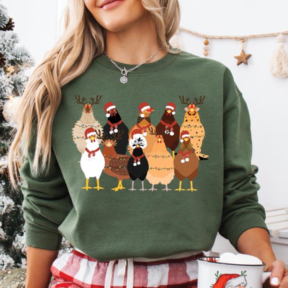 Сute Chickens Sweatshirt, Farm Animals Sweatshirt, Womens Chicken Sweatshirt, Sweatshirt Tshirt All Size S-5XL