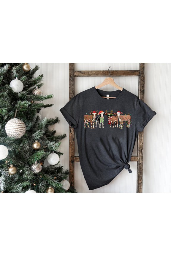 Сute Christmas Cows T-Shirt, Christmas Heifer T-Shirt,Mooey Christmas T-Shirt,Funny Christ