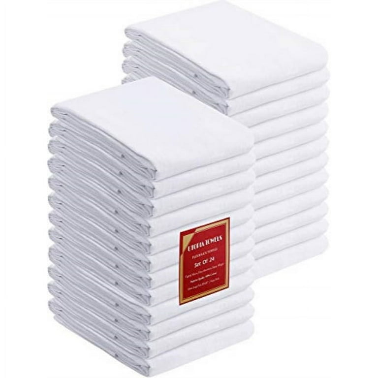 Utopia Kitchen Flour Sack Dish Towels, 24 Pack Cotton Kitchen Towels - 28 x 28 Inches, White