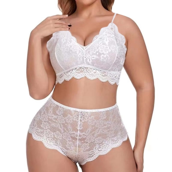 uublik 2 Piece Pajama Set For Women Valentine's Day Lace Pjs Soft Tank Top & Elastic Waist Shorts Camisole Lounge Set White