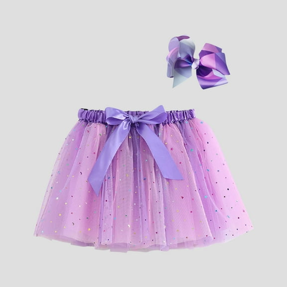 uublik A Line Skirts Girls Purple with Shorts Layered Tutu Skirt Dance Dress Ruffle Tiered School Size 3T-8