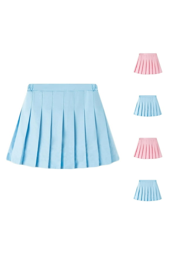 Athletic Skirts Girls Blue Pleated Skirts School Kids Casual Midi Flare A Line Uniform Skorts Skirt Size 2T-16