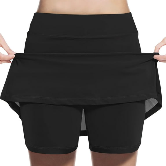 uublik Athletic Skirts Girls With Shorts Black Tennis Skirts Golf Skort Athletic Dance Running School Sport Skirts with Shorts Size 2T-12