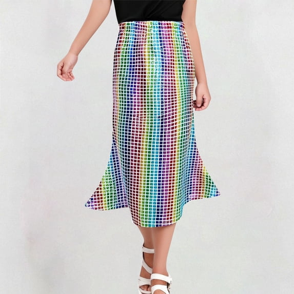 uublik Athletic Skirts Girls With Shorts Multicolor Plaid Midi Skirts High Elastic Waisted Tiered Ruffle Skirt Size 3T-16