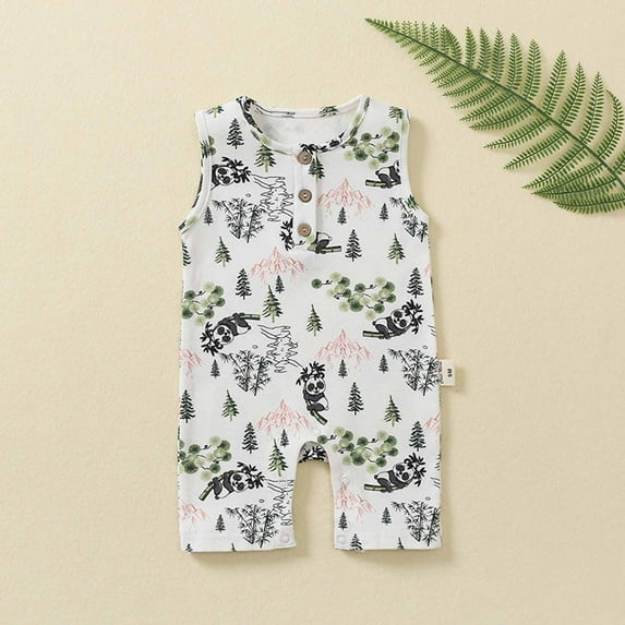 uublik Baby Boys' One-Piece Rompers Sleeveless Summer Casual T-Shirt Jumpsuit Romper White 0-3 Months