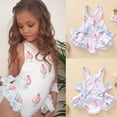 thumbnail image 1 of uublik Baby Girl One Piece Ruffle Swimwear Cupcake Print Backless Swimwear Bathing Suit Hawaiian Beach Clothes, 1 of 5