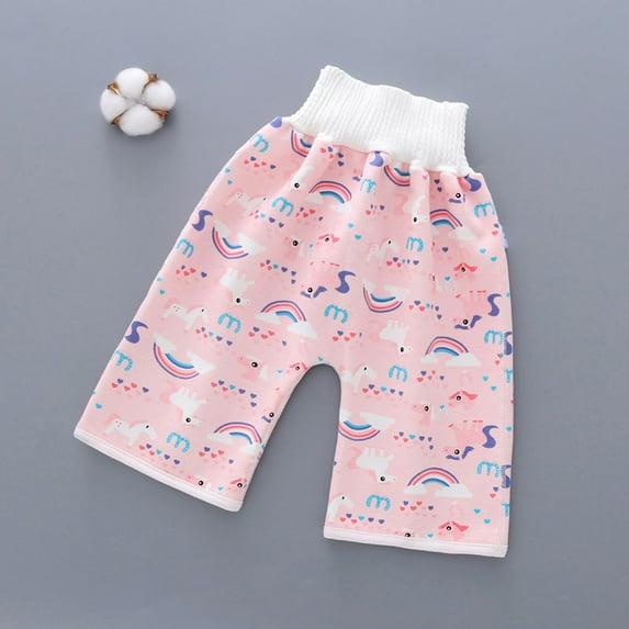 uublik Baby Pants Comfy Diaper And Leakproof Elastic Waist Loose Trousers Pink