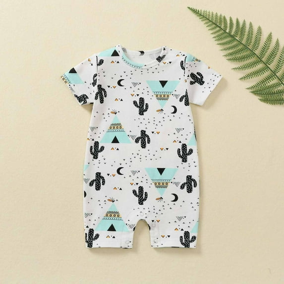 uublik Baby Rompers Boy Short Sleeve Casual T-Shirt Jumpsuit Romper Light Blue 3-6 Months