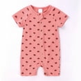 thumbnail image 1 of uublik Baby Rompers Girl Cute Pattern Short Sleeve Double Zipper Romper Jumpsuit Red 2-3 Years, 1 of 5