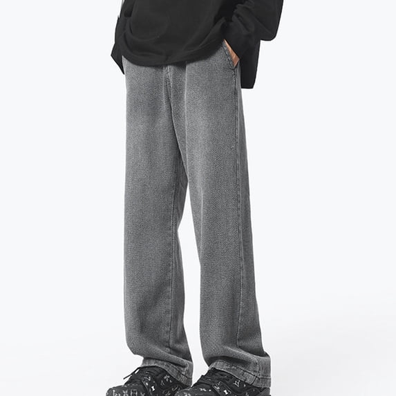 uublik Baggy Jeans for Men Casual Straight Leg Jeans Denim Pants Long Trousers Black