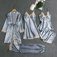 thumbnail image 1 of uublik Bathrobe Ladies Pjs Sets 5Pcs Nightgown Cami Shorts Pants Sleepwear Summer Cute Loungewear Gray, 1 of 3
