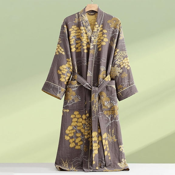 uublik Bathrobe Women Nightdress Bathrobe Nightgown Comfortable Pajamas for Women Yellow