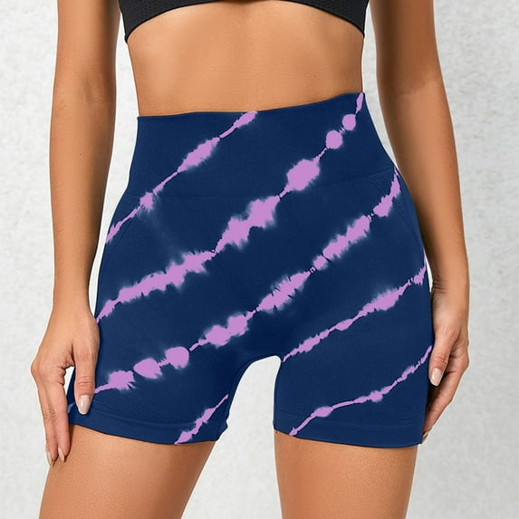 uublik Bicycle Shorts for Women Tie Dye Butt Lifter Super Soft Bike Shorts Purple