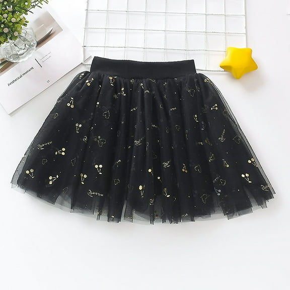 uublik Bohemian Skirts for Girls Black Layered Mesh Skirt Party Birthday Dance Princess Skirt Size 1T-8