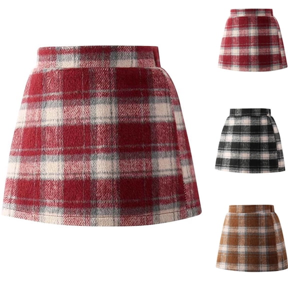 uublik Bohemian Skirts for Girls Red Elastic High Waisted A-Line Wool Mini Skirt Kid School Uniform Skort Size 3T-13