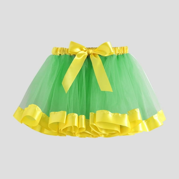 uublik Boho Skirts for Girls Green with Shorts High Waist Tulle Skirts A-line Mesh Skirt Mini Tutu Skirts Dress Size 3T-8