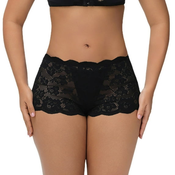 uublik Boxer Briefs for Women Black Ladies Seamless Brief Comfort Womens Lace Panties