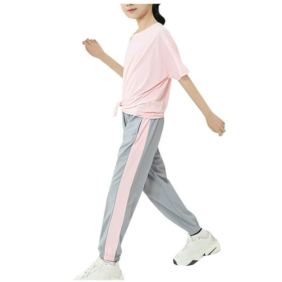 uublik Boys Girls Active Pants Size 6-16 Casual Basic Lounge Jogger Pants Elastic Waist Jogger Sport Workout Trousers Gray