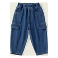thumbnail image 1 of uublik Boys Girls Jeans New Soft with Pockets Denim Cargo Pants Blue, Size 2T-7, 1 of 5