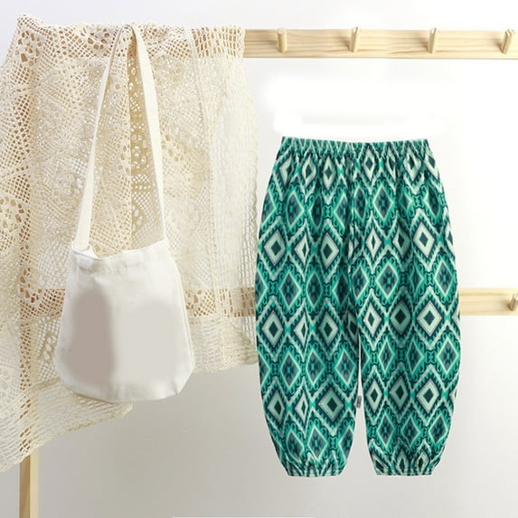 uublik Boys Girls Jogger Pants Summer Elastic Waistband Mosquito Prevention Pants Green, Size 1T-12