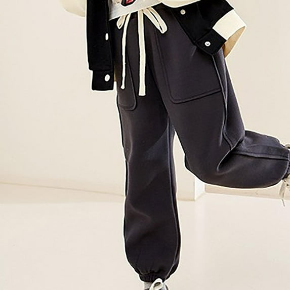 uublik Boys Girls Joggers Pants Size 1T-11 Elastic Waist Casual Jogging Trousers Bottom for Kids Navy