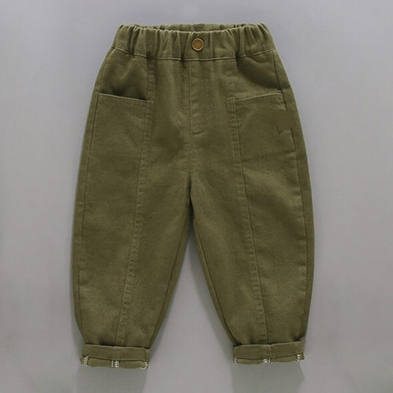 uublik Boys Girls Joggers Pants Size 2T-10 Casual Pants Elastic Waist Hiking School Uniform Sweatpants Joggers Army Green