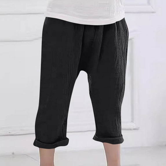 uublik Boys Girls Joggers Size 1T-11 Elastic Waist Casual Jogging Trousers Bottom for Kids Black