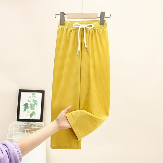 uublik Boys Girls Lightweight Pants Size 2T-14 Casual Pants Elastic Waist Hiking School Uniform Sweatpants Joggers Yellow