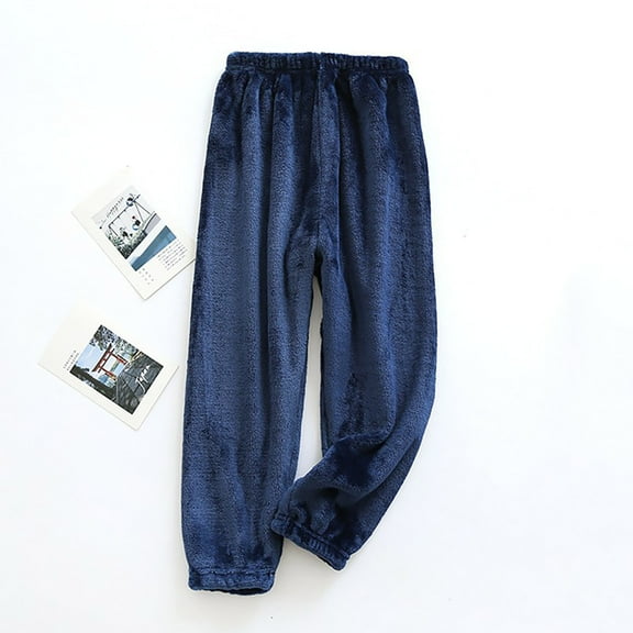 uublik Boys Girls Pajamas Pants Size 2T-13 Soft Fleece Loose Pajamas Fall Winter Thick Homewear Navy