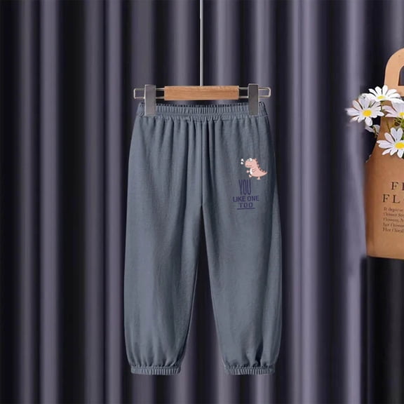 uublik Boys Girls Pants Size 2T-12 Casual Basic Lounge Jogger Pants Elastic Waist Jogger Sport Workout Trousers Gray