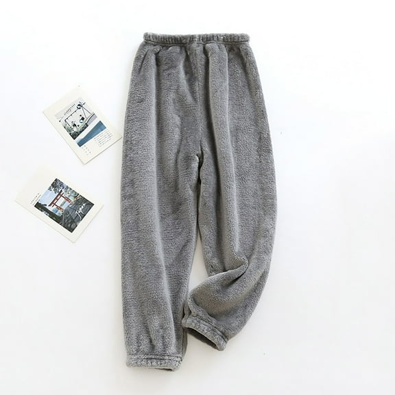 uublik Boys Girls Pj Pants Size 2T-13 Soft Fleece Loose Pajamas Fall Winter Thick Homewear Gray