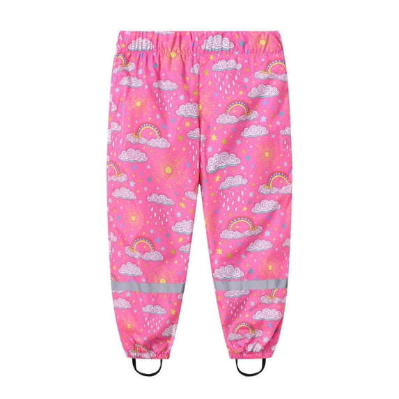 uublik Boys Girls Rain Pants Print Raincoat Student Outdoor Pants Trousers Hot Pink, Size 2T-10