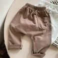 thumbnail image 1 of uublik Boys Girls School Uniform Pants Elastic Waist Bottom Pants Newborn Infant Trousers Brown Size 0-2T, 1 of 3