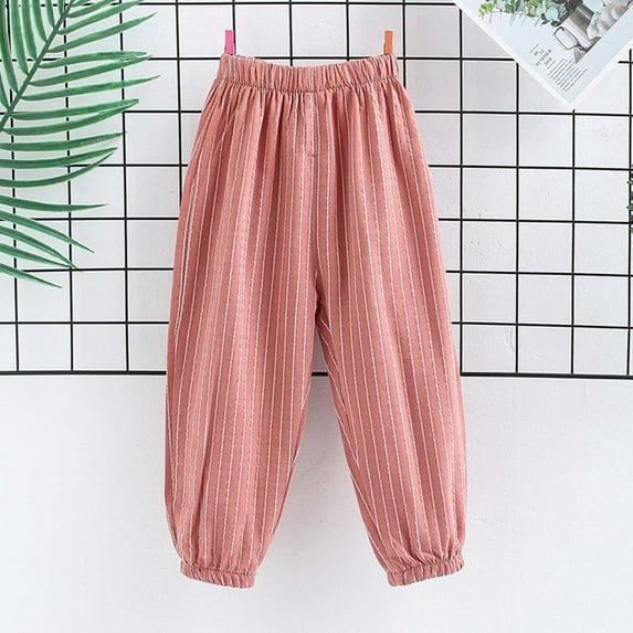 uublik Boys Girls Stretch Pants Size 1T-11 Elastic Waist Casual Jogging Trousers Bottom for Kids Yellow