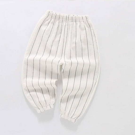 uublik Boys Girls Sweat Pants Size 2T-10 Summer Pants for Girls Elastic High Waist Corduroy Pants White