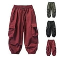 thumbnail image 1 of uublik Boys Hiking Pants Size 5T-15 Kids Cargo Pants Elastic Waist Lightweight Outdoor Jogger Pants Wine, 1 of 5