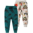 thumbnail image 1 of uublik Boys Sweatpants Drawstring Elastic Waist Soft Dinosaur Car Print 2PC Going Out Pants, 1 of 4