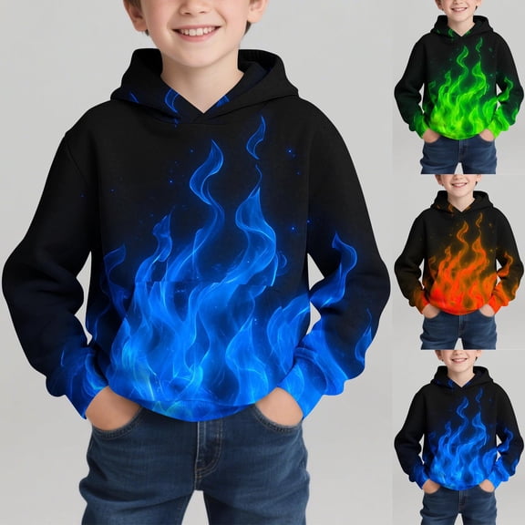 uublik Boys Sweatshirt Loose Casual Hoodies Long Sleeve Pullover Hooded Tops With Pockets Size 3T-14 Blue