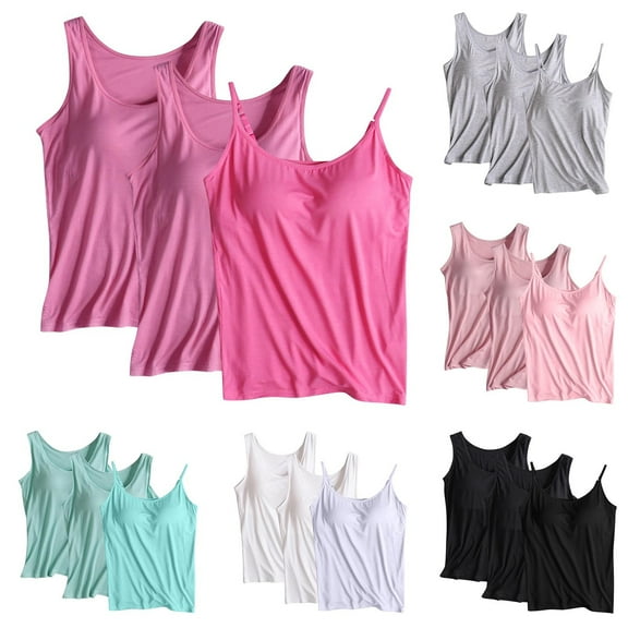 uublik Bra Tank Tops for Women Black Undershirt 3 Pack Fashion Casual Sleeveless Under Shirts