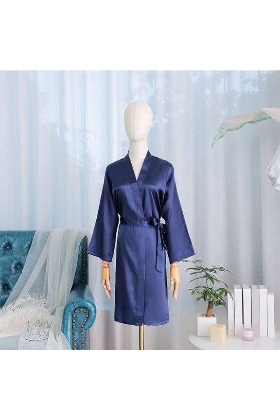Bridal Robe Women Satin Robes Bride Bridesmaid Robe For Wedding Bridal Dressing Gown Navy