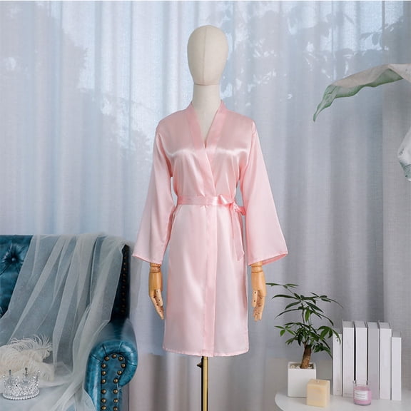 uublik Bridal Robe Women Satin Robes Bride Bridesmaid Robe For Wedding Bridal Dressing Gown Pink